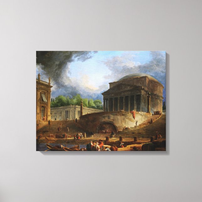 Toile Vue de Ripetta par Hubert Robert (Recto)