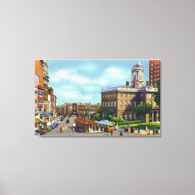 Toile Vue de rue principale de State Street & Old State (Recto)