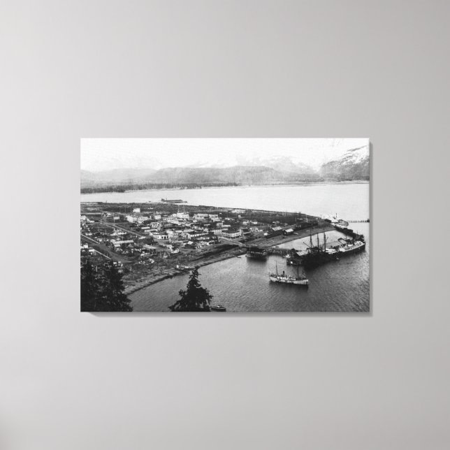 Toile Vue de Seward, Alaska, photo aérienne (Recto)