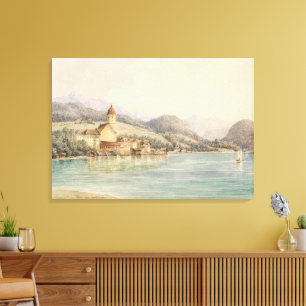 Toile Vue de St. Wolfgang sur le lac Wolfgang Carl Lafit