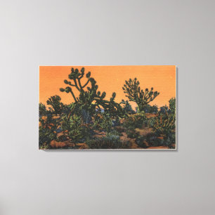 Toile Vue des arbres de yucca dans le désert de Mohave