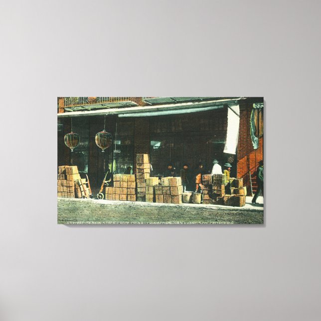 Toile Vue des nouveaux immigrants chinois sur le trottoi (Recto)