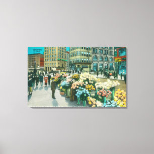 Toile Vue des vendeurs de fleur de rue