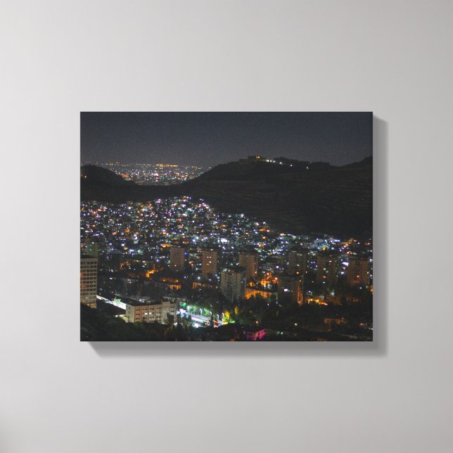 Toile vue d'oiseau photographie des lumières de la ville (Recto)