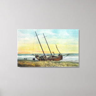 Toile Vue du bateau de coureur de rhum à terre