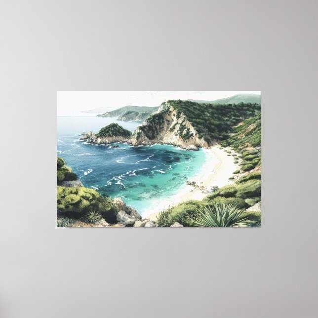 Toile Vue du littoral de Palaiokastritsa Peinture, Corfo (Recto)