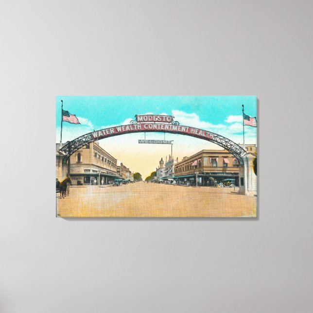 Toile Vue du Modesto Accueillant ArchModesto, CA (Recto)