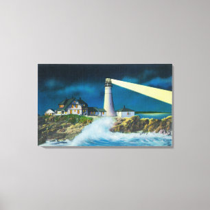 Toile Vue du phare principal de Portland sur la baie de