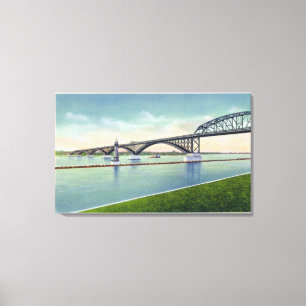Toile Vue du pont de paix au-dessus de la rivière