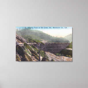 Toile Vue d'un train d'exploitation forestière sur le po