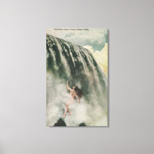 Toile Vue d'une femme aux chutes