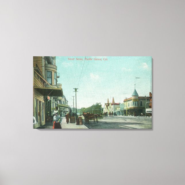 Toile Vue d'une scène de rue Pacific Grove, CA (Recto)