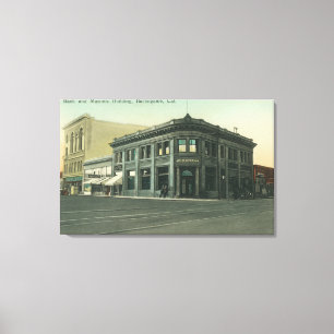 Toile Vue extérieure de la banque et du temple maçonniqu