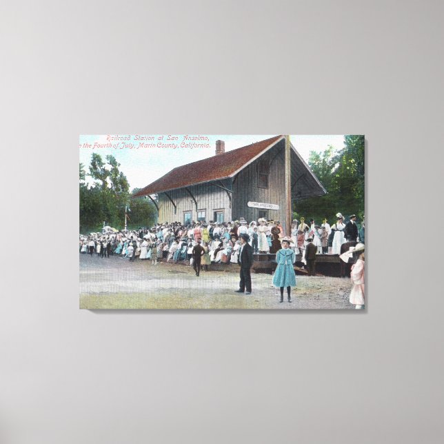 Toile Vue extérieure de la gare ferroviaire sur la 4ème  (Recto)