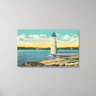 Toile Vue extérieure de phare d'île de roche