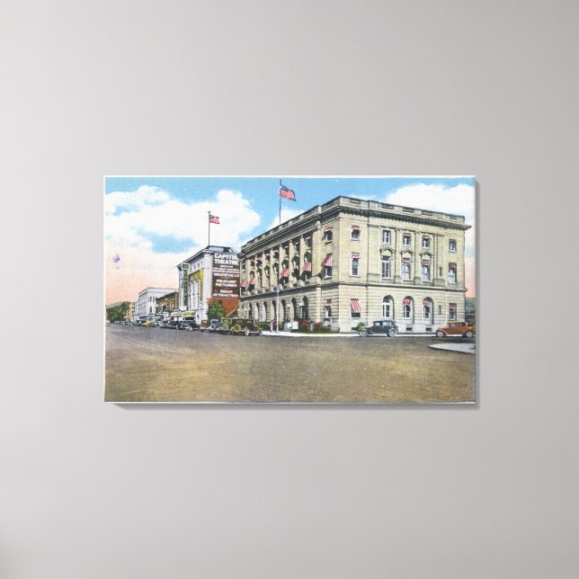 Toile Vue extérieure du bâtiment fédéral, théâtre Capito (Recto)