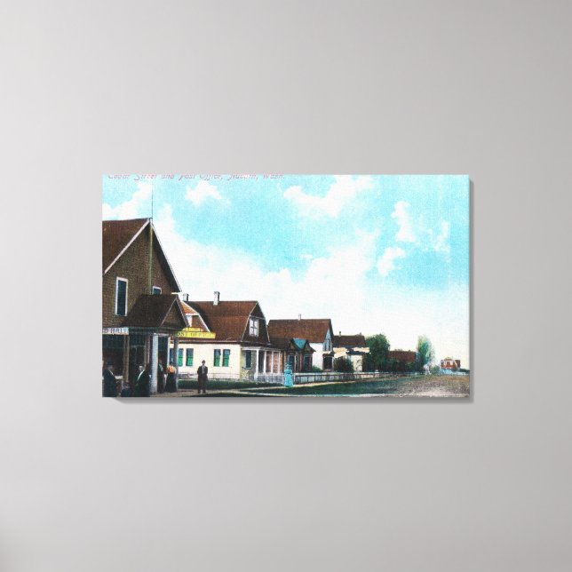 Toile Vue extérieure du bureau de poste sur la rue Cedar (Recto)