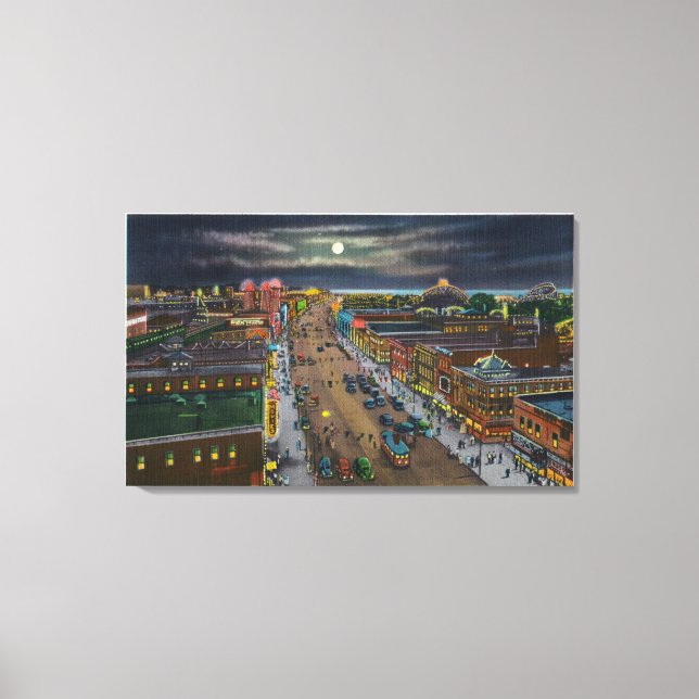 Toile Vue générale de l'avenue Surf de nuit (Recto)