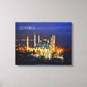Toile Vue nocturne de la Mosquée Bleue d'Istanbul Turqui