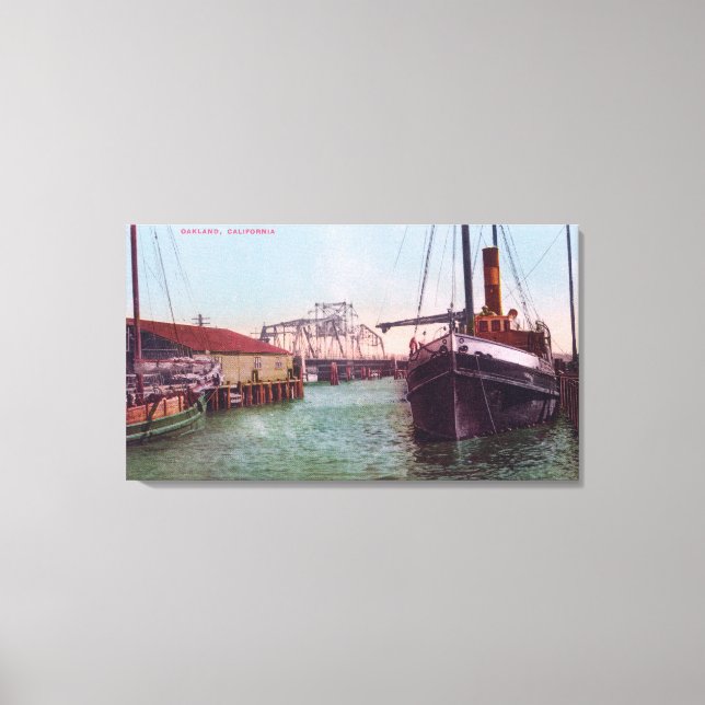 Toile Vue portuaire du SP RR DrawbridgeOakland, CA (Recto)