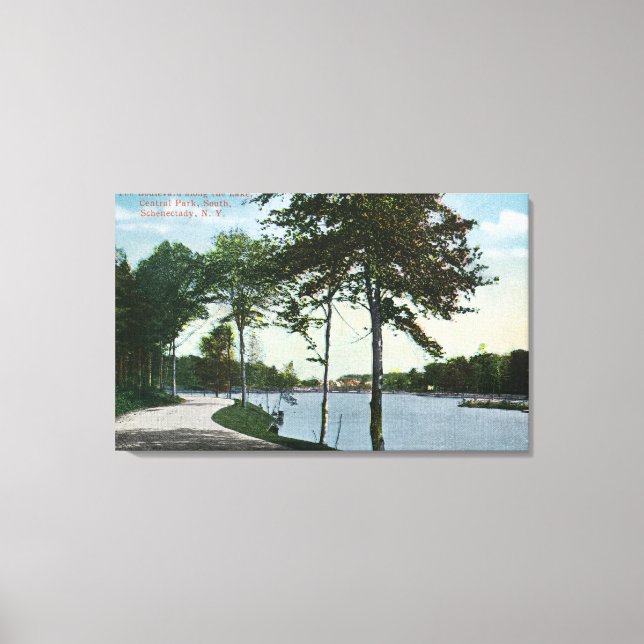 Toile Vue sur le boulevard sud de Central Park et le lac (Recto)