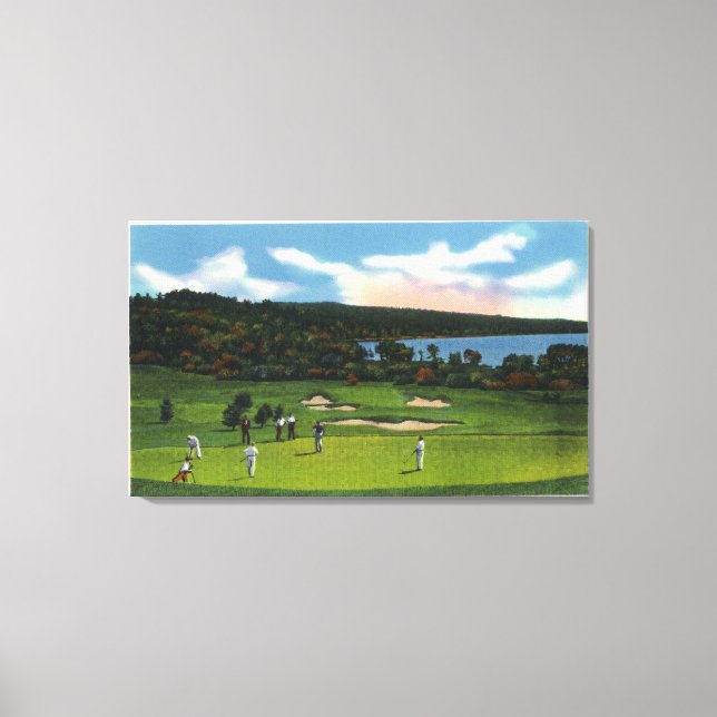 Toile Vue sur le lac Cobbosseecontee et Golf Links (Recto)