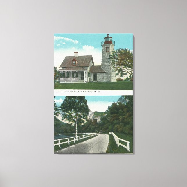 Toile Vue sur le phare du lac Champlain (Recto)