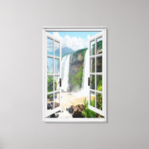 Toile Vue Trompe - l ' fausse fenêtre de cascade d'oeil