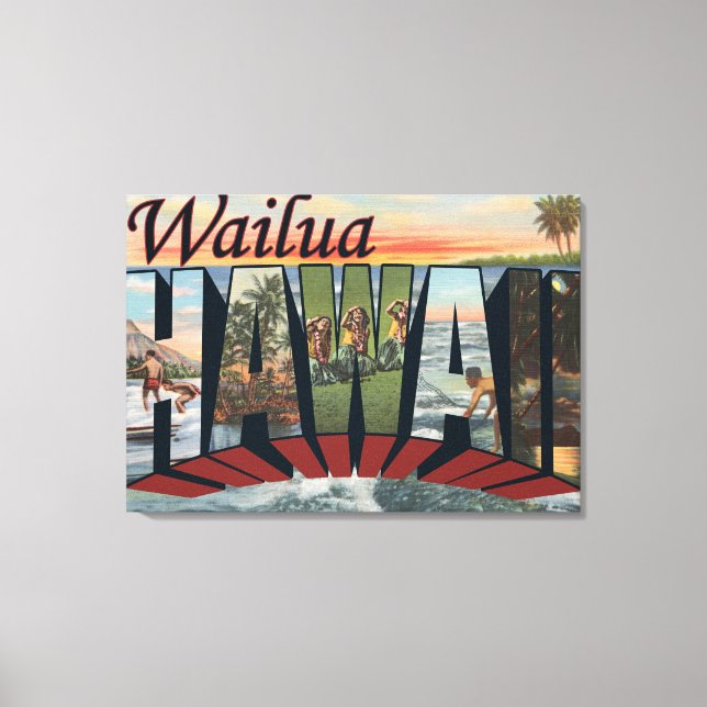 Toile Wailua, HawaiiGrandes lettres scènesWailua, HI (Recto)