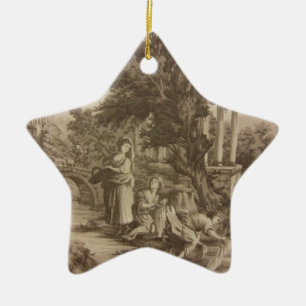 Toile - Wash Day at the River Ceramic Ornament