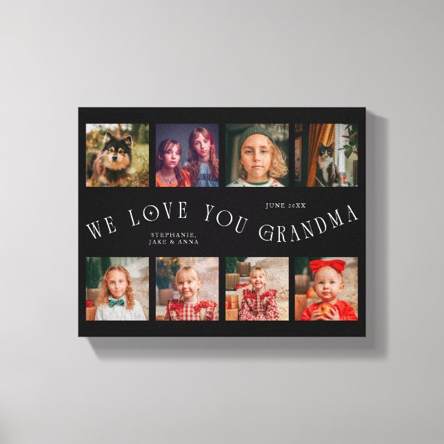 Toile We Love You Grandma | 8 Photo Grid Black (Recto)