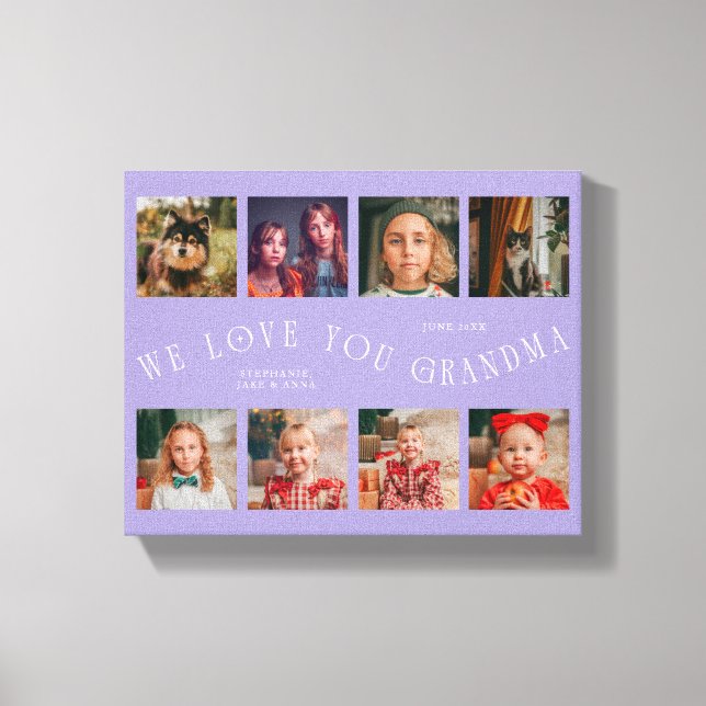 Toile We Love You Grandma | 8 Photo Grid Lilac (Recto)