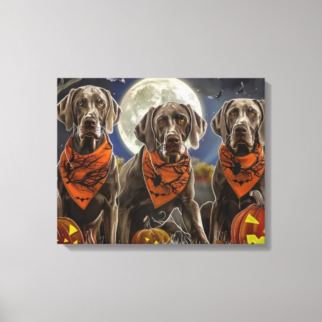 Toile Weimaraner Halloween Épouvantable  (Recto)