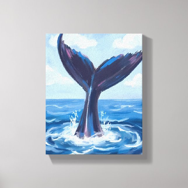 Toile Whale Watching | Blue Ocean Watercolor (Recto)