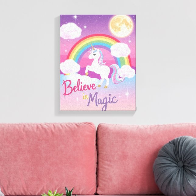 Toile Whimsical Magical Unicorn Illustration (Insitu(Salon))