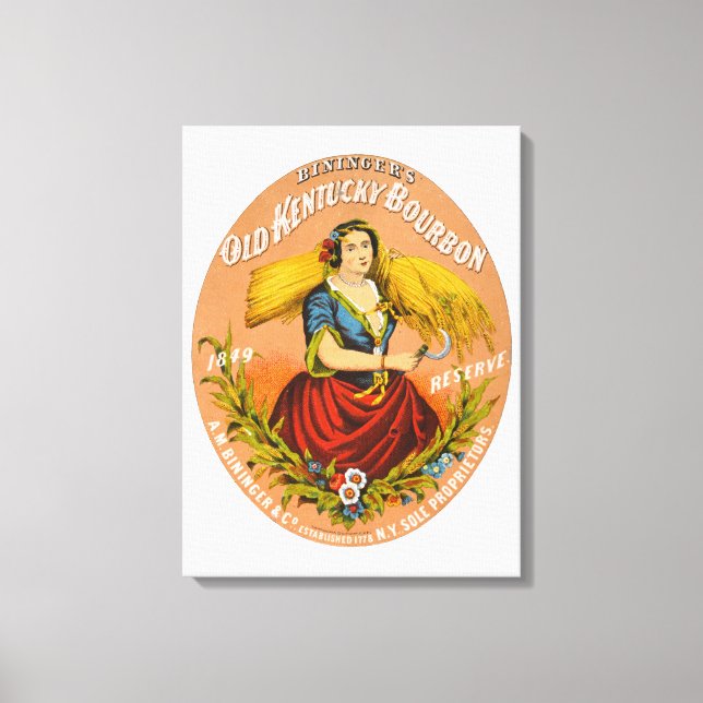 Toile Whiskey Advertising Étiquette, Vers 1860. (Recto)