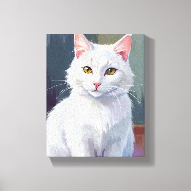 Toile White Cat | Watercolor Cat Pet Painting (Recto)