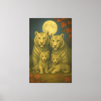 Toile White Tiger Family of Four – Moonlit Autumn Fine A