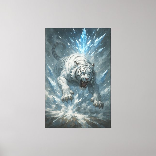 Toile White Tiger – Frost King Ice Burst Descent – ManJi (Recto)