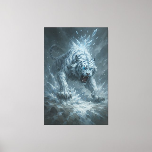 Toile White Tiger – Frost King Ice Burst Descent – ManJi (Recto)