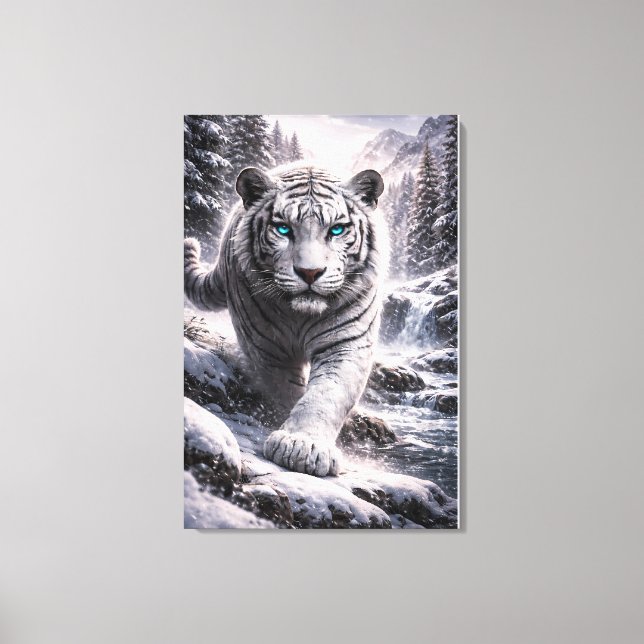 Toile White Tiger in Motion – ManJiangHong Art Series (Recto)