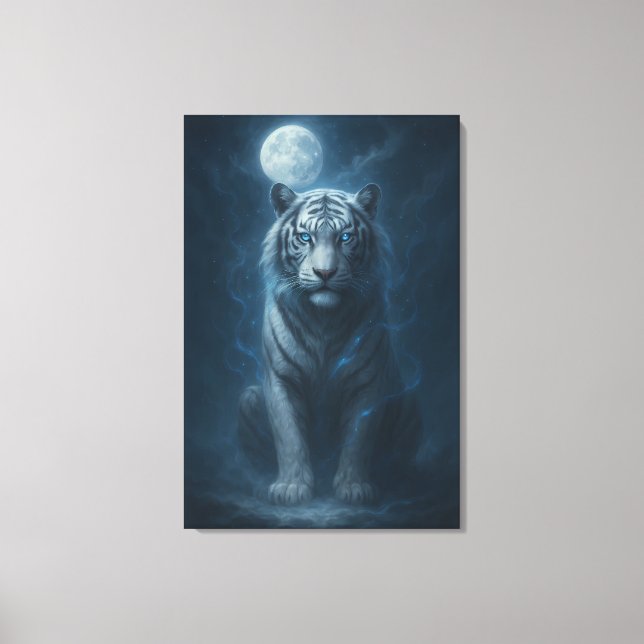 Toile White Tiger – Moonlit Mystical Scene | ManJiangHon (Recto)