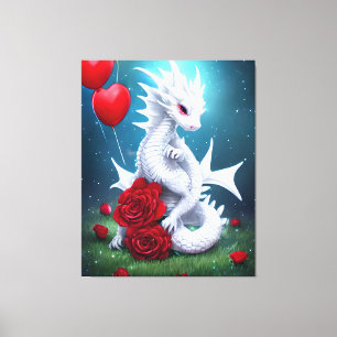 Toile White Valentine Love Dragon