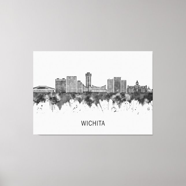 Toile Wichita Kansas Skyline BW (Recto)