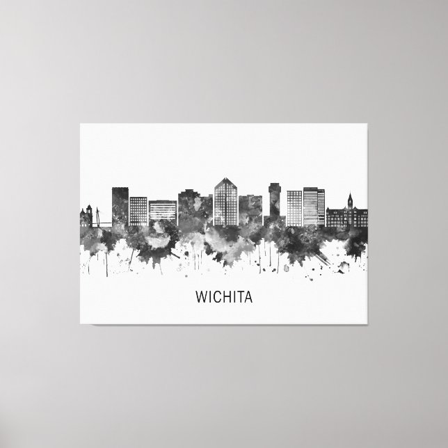 Toile Wichita Kansas Skyline BW (Recto)