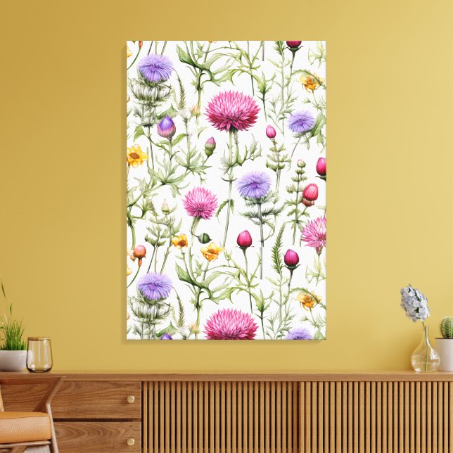 Toile Wildflowers Seamless Pattern Premium Wrapped  (Insitu(Salon))