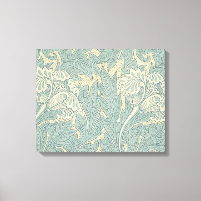 Toile William Morris Classique Tulipe Bleu Floral (Recto)