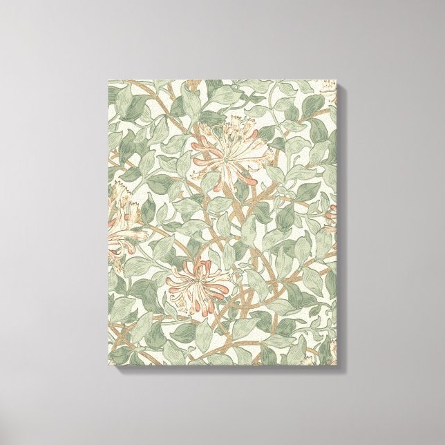 Toile William Morris Honeysuckle Vert Floral (Recto)