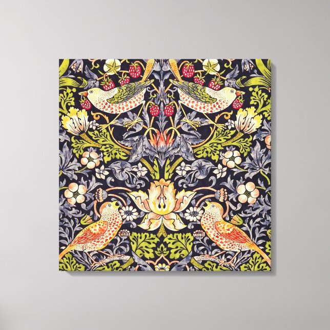 Toile William Morris Strawberry Thief Floral Art nouveau (Recto)