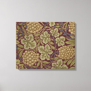 Toile William Morris Vine Grappe Rouge Vert Art